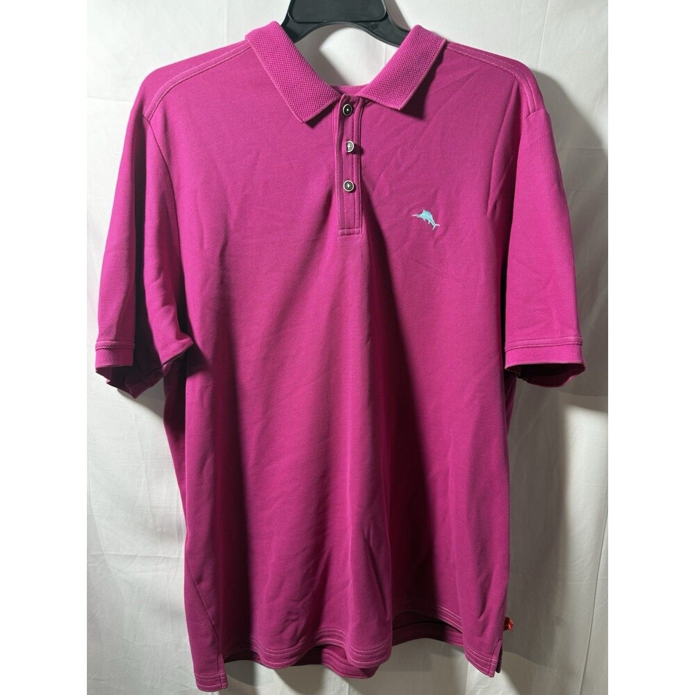 Tommy Bahama Short Sleeve Supima Texture Knit Polo Shirt Pink Mens XL